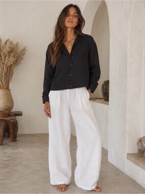 Talbots Black Button-Front Linen Jacket Size 8
